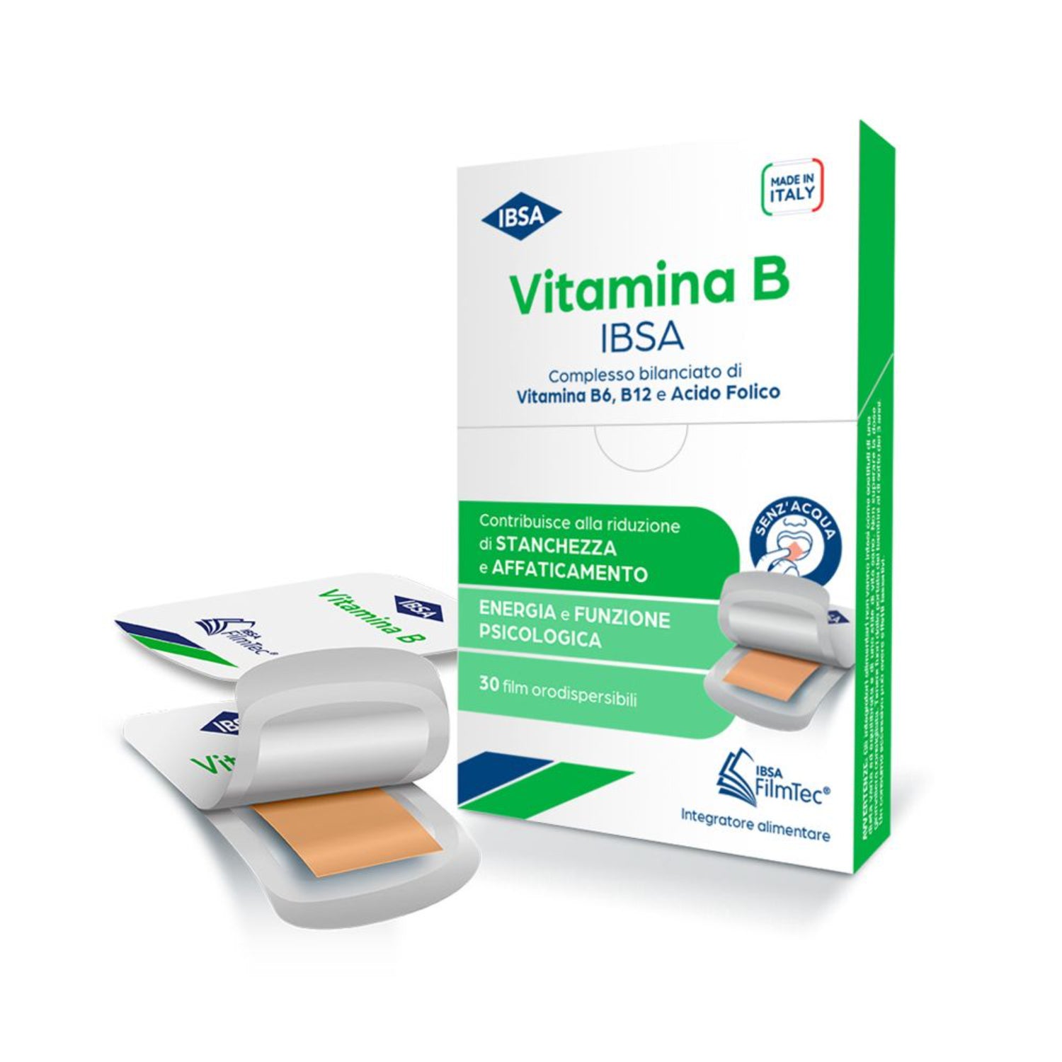 Vitamina B IBSA | Integratore Stanchezza B6 B12 Acido Folico | 30 Film
