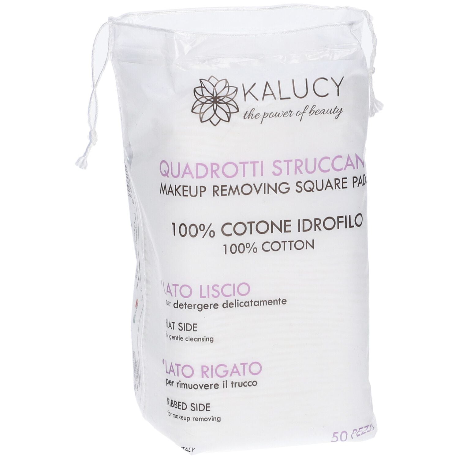 Kalucy Quadrotti Struccanti | 100% Cotone | 50 pezzi
