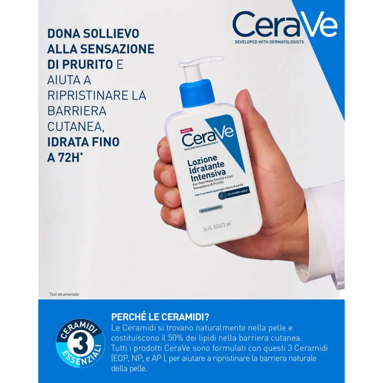CeraVe | Lozione Idratante Intensiva Viso Corpo Pelle Molto Secca 5% Hydro-Urea | 236ml 5
