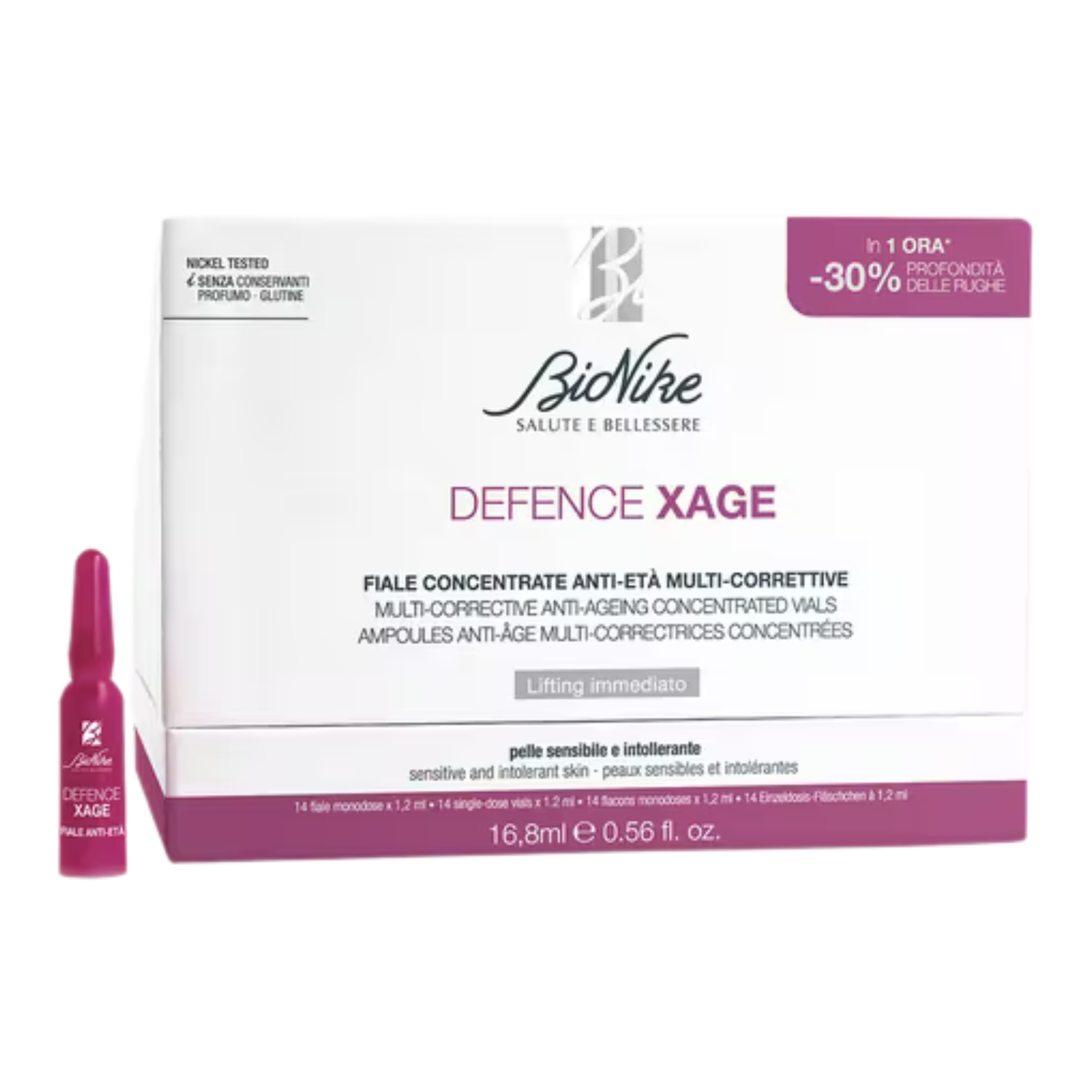BioNike Defence XAGE | Fiale Anti-Età Lifting Viso | 14 Fiale × 1,2 Ml