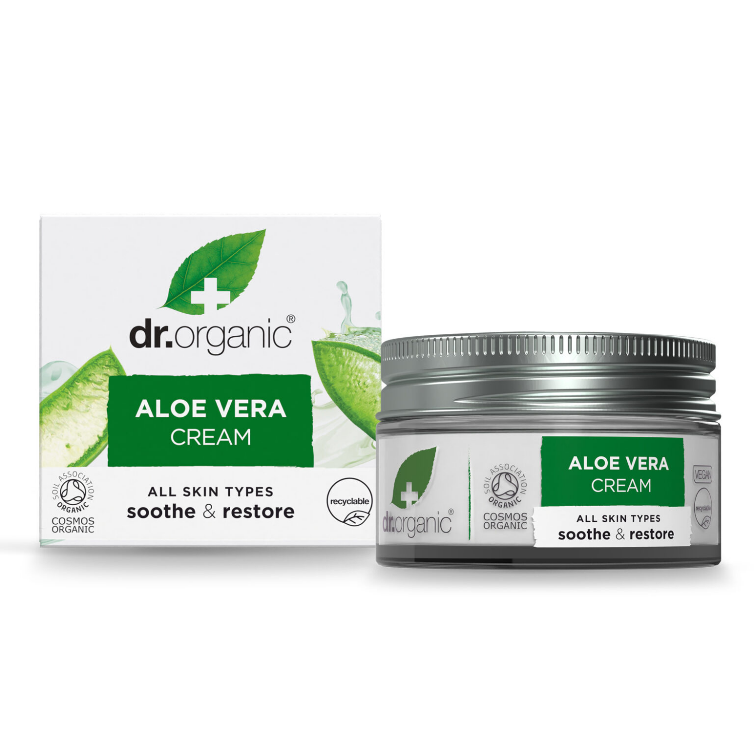Dr. Organic Aloe Vera | Crema Viso Lenitiva Idratante Biologica | 50 ml