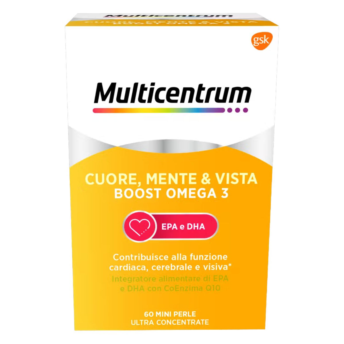 Multicentrum Boost Omega 3 | Integratore Cuore Mente Vista | 60 Mini Perle  