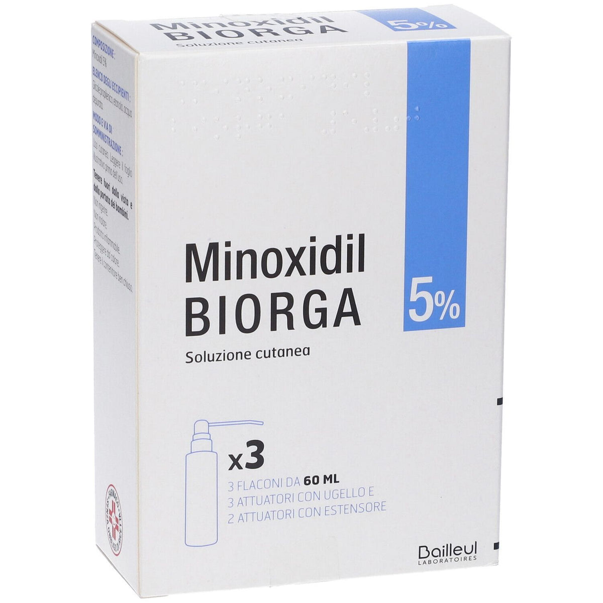 Minoxidil Biorga 5% | Caduta Capelli Alopecia | 3 Flaconi 60ml  