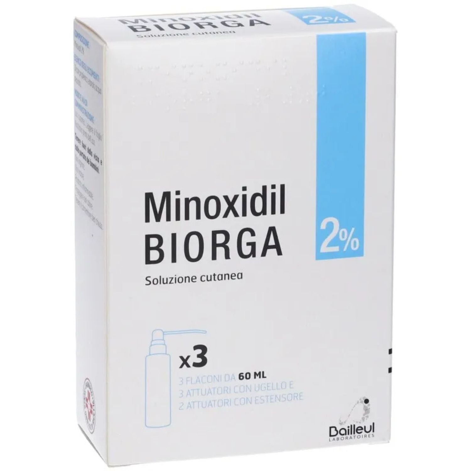 Minoxidil Biorga 2% | Caduta Capelli Alopecia | 3 Flaconi 60ml