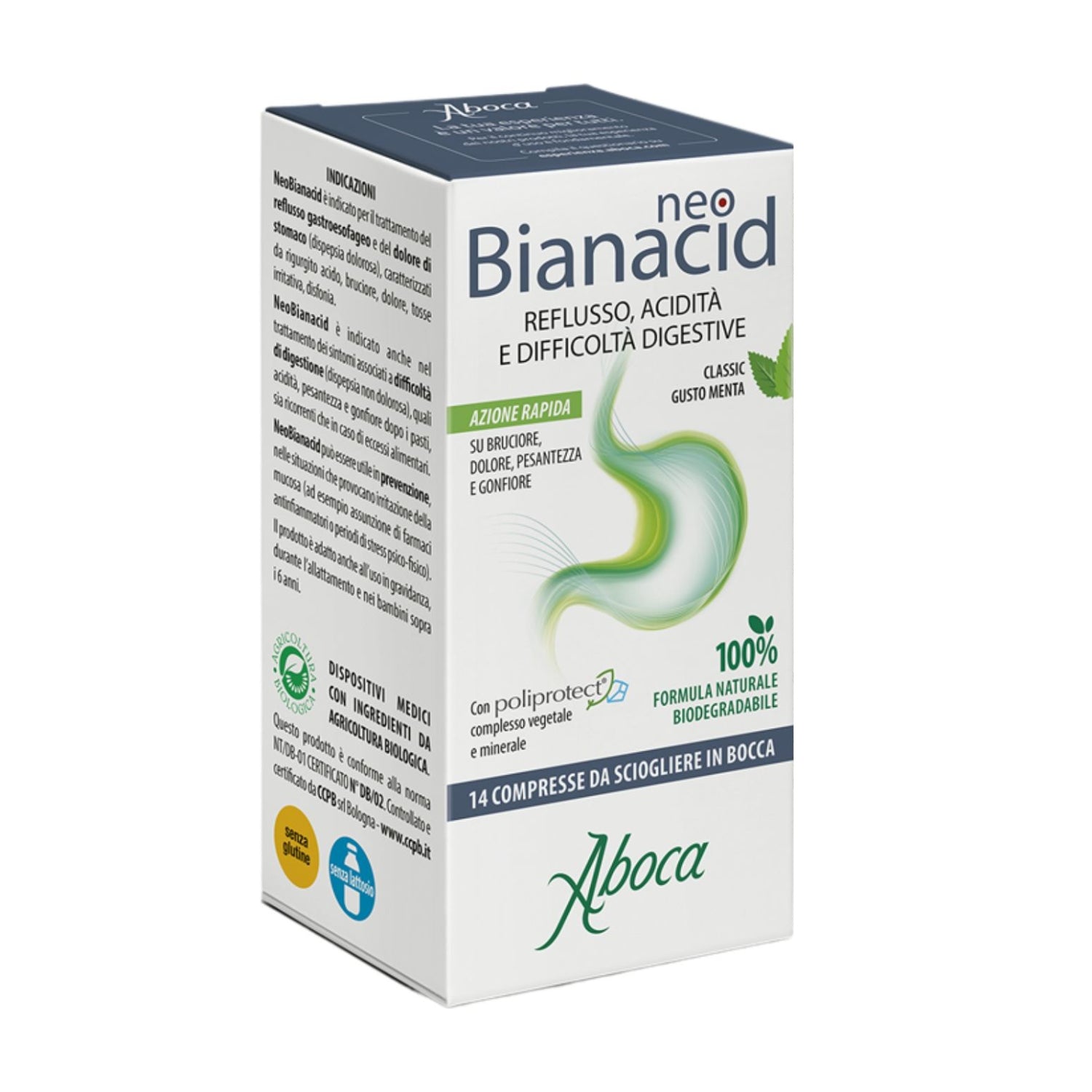 Aboca Neobianacid | Acidità e Reflusso Gusto Menta | 14 Compresse Orodispersibili