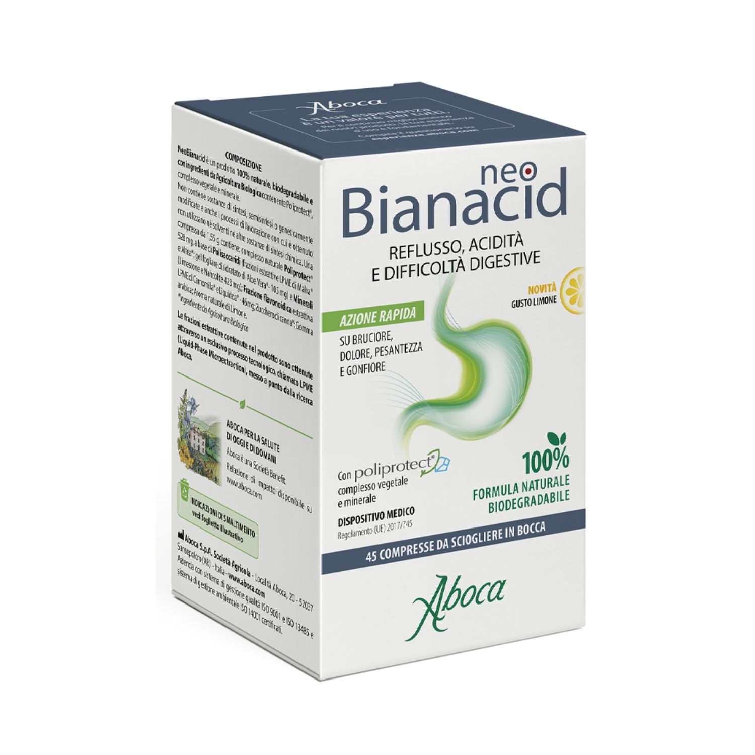 Aboca Neobianacid | Reflusso e Acidità Gusto Limone | 45 Compresse Orodispersibili