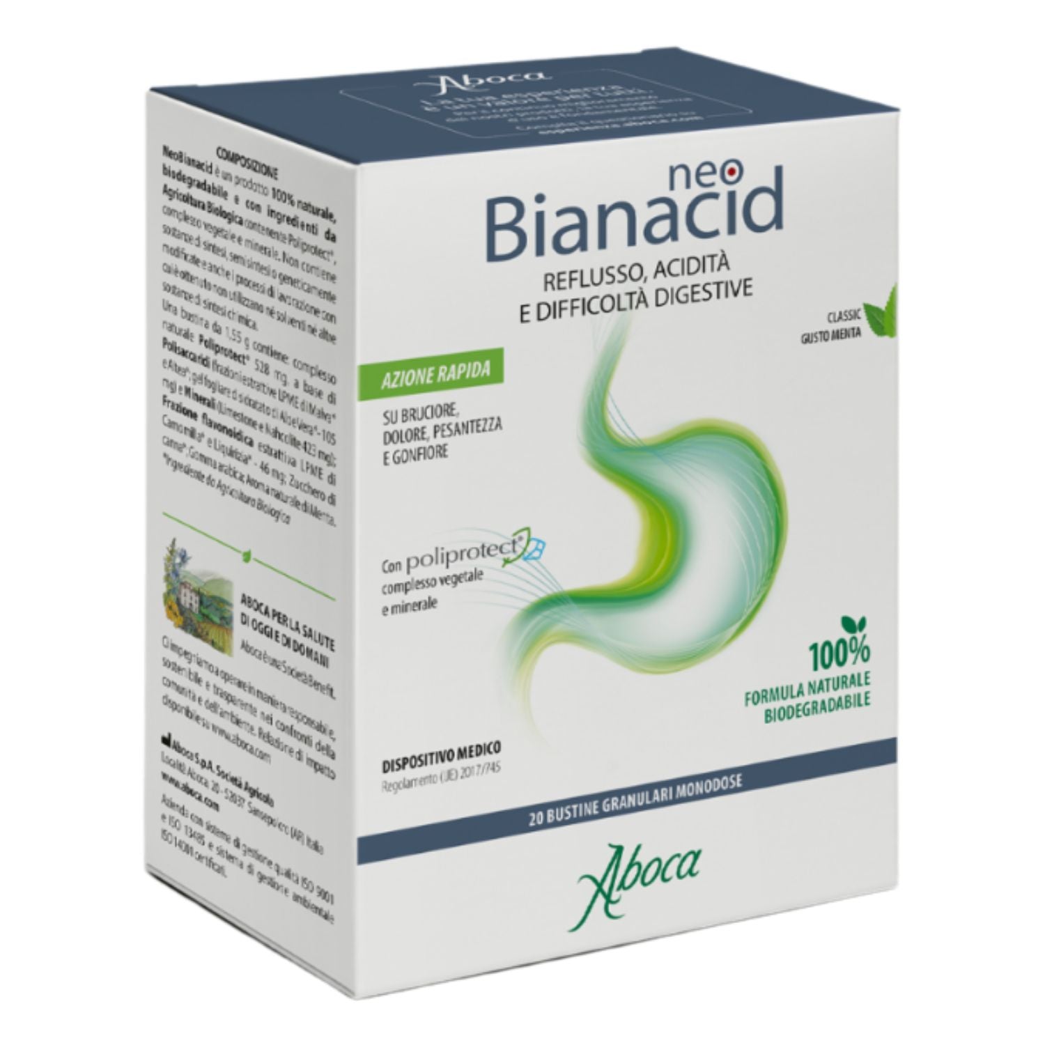 Aboca Neobianacid | Reflusso e Acidità Gusto Menta | 20 Bustine Granulari
