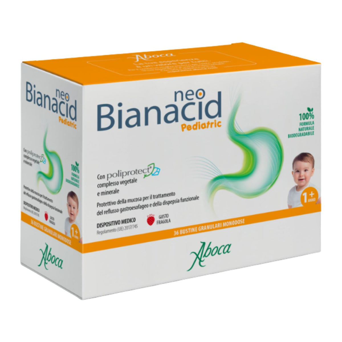 Aboca Neobianacid Pediatric | Reflusso e Dispepsia Bambini Gusto Fragola | 36 Bustine Granulari  