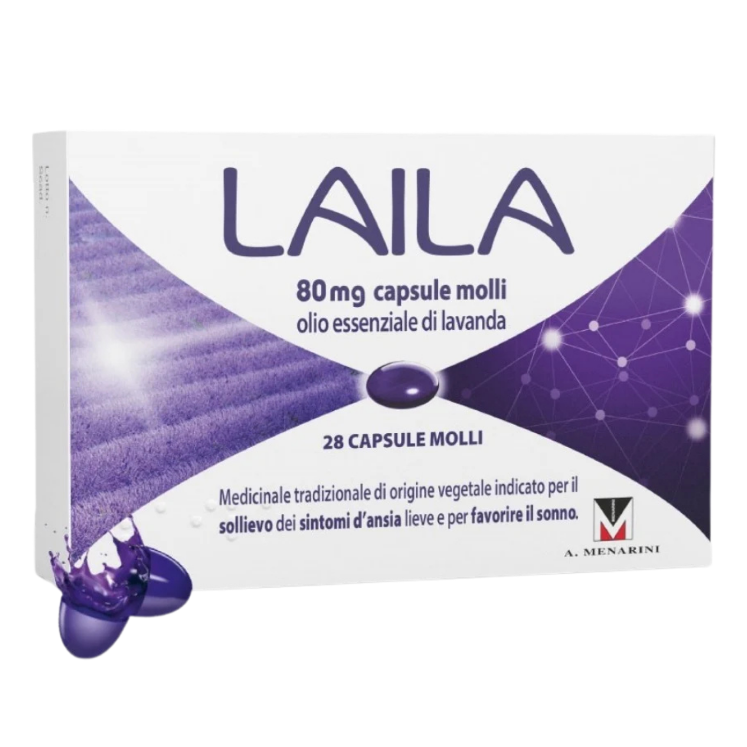 Laila | Farmaco Ansia Lieve Olio Essenziale Lavanda | 28 Capsule Molli 80mg