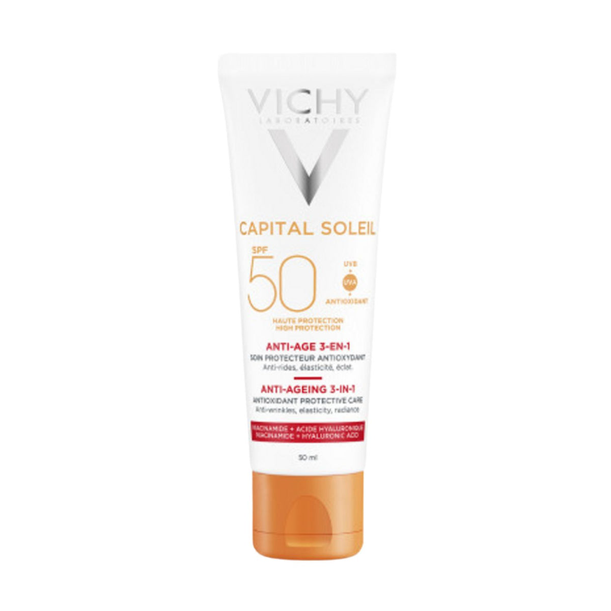 Vichy Capital Soleil | Trattamento Solare Viso Anti-Età 3 in 1 SPF50 | 50ml  