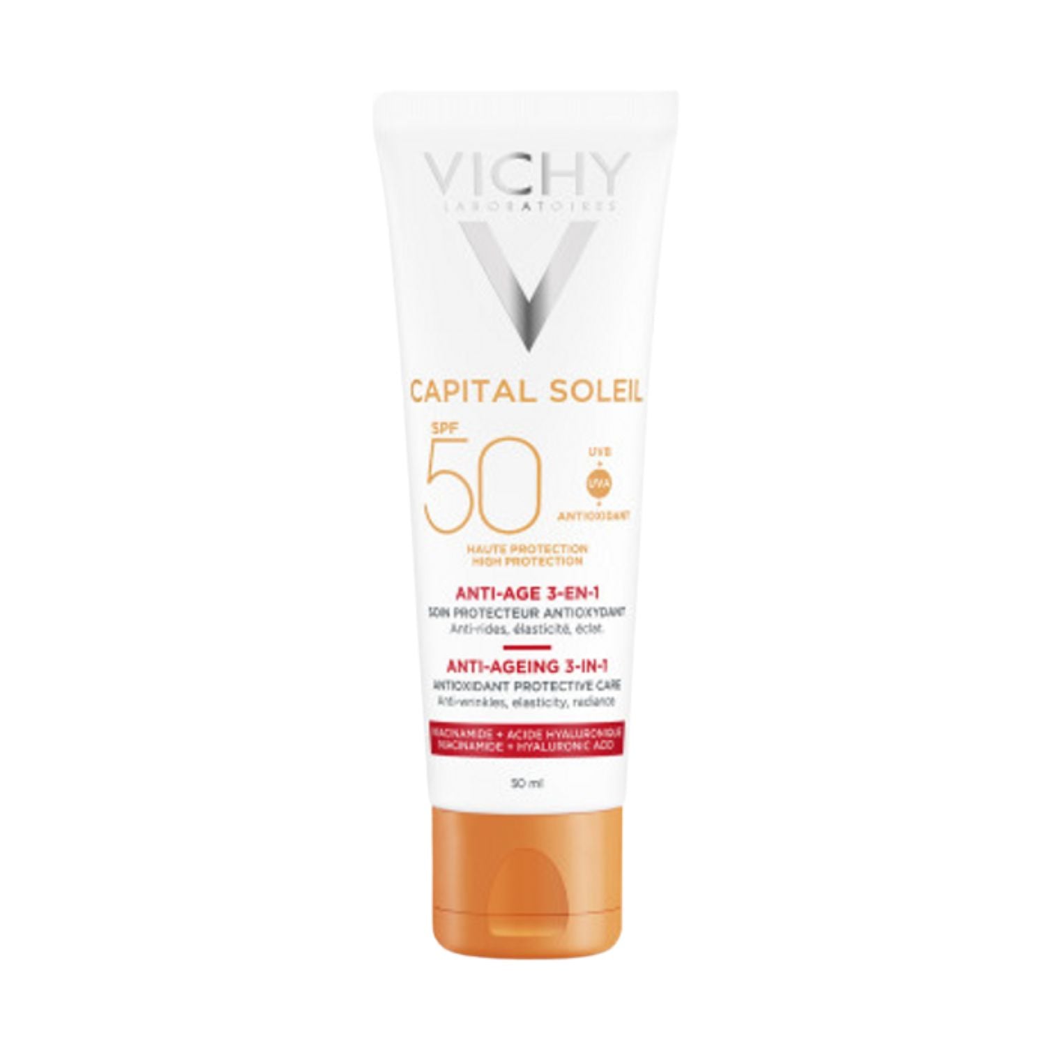 Vichy Capital Soleil | Trattamento Solare Viso Anti-Età 3 in 1 SPF50 | 50ml