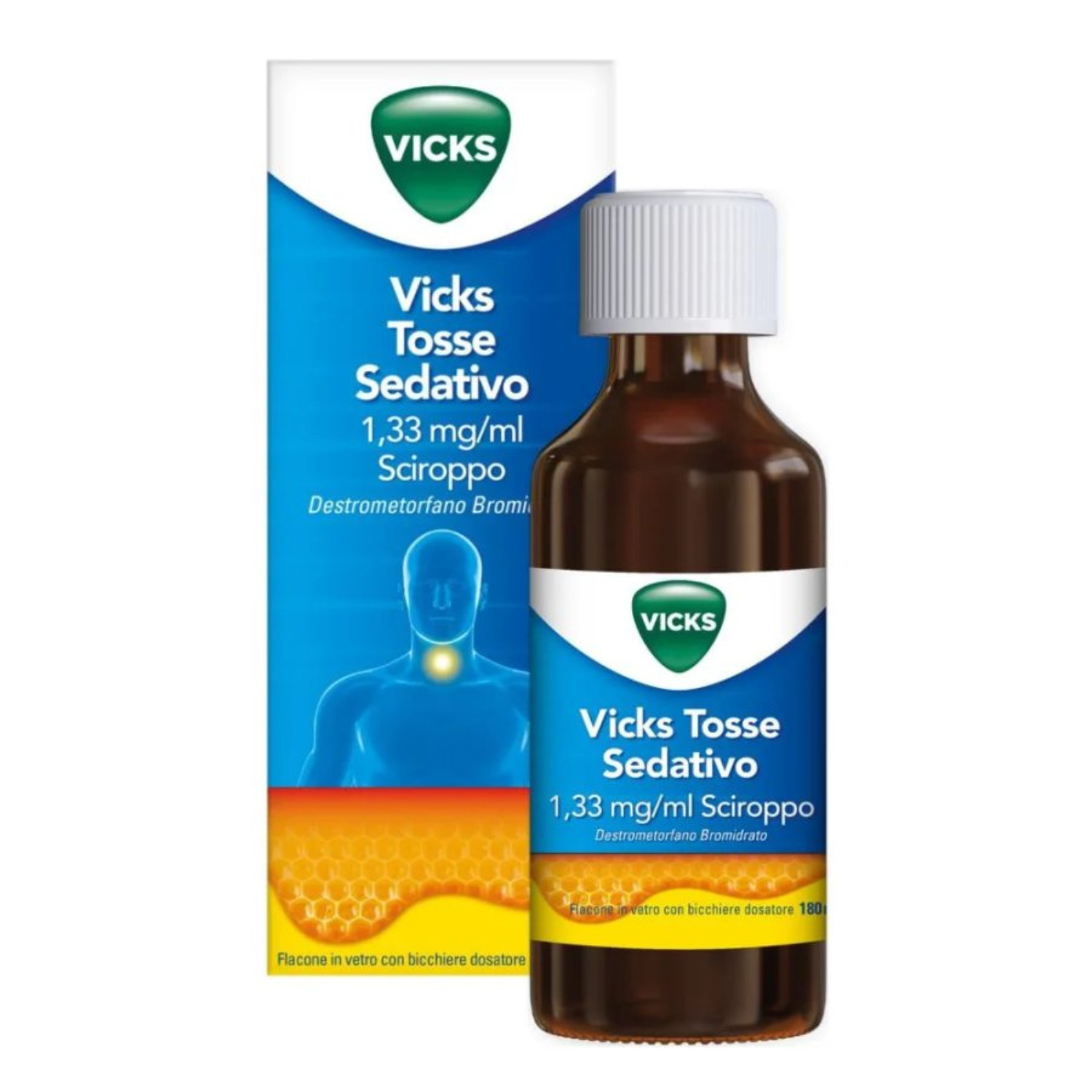 Sciroppo Tosse Secca | Vicks Tosse Sedativo | 180ml Aroma Miele ...