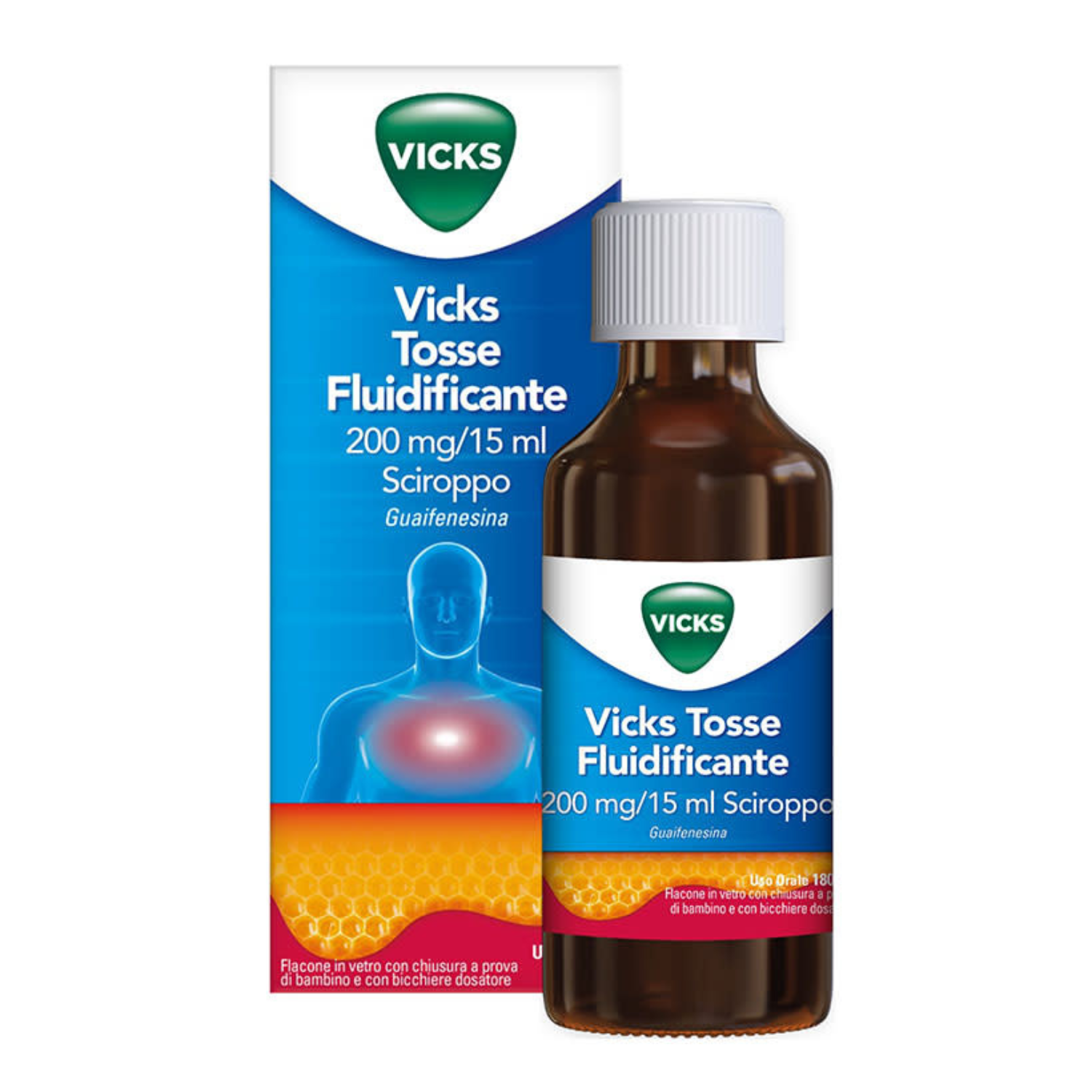 Vicks Tosse Fluidificante | Sciroppo Tosse Grassa Espettorante | 180ml