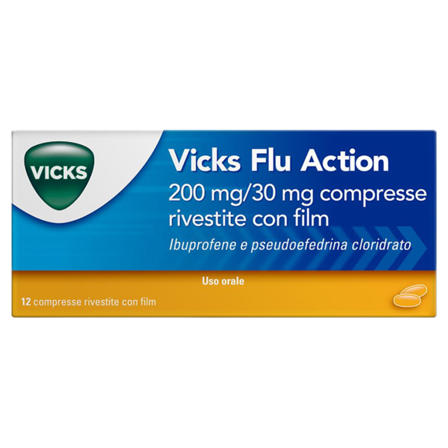 Vicks Flu Action | Compresse Raffreddore e Influenza Doppia Azione | 12 Compresse