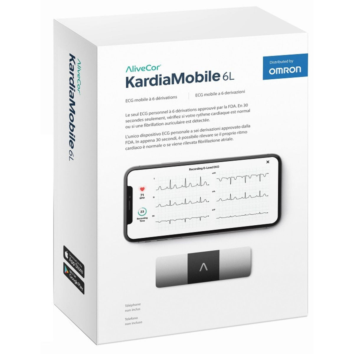 AliveCor KardiaMobile 6L | ECG Portatile 6 Derivazioni | Dispositivo Tascabile  