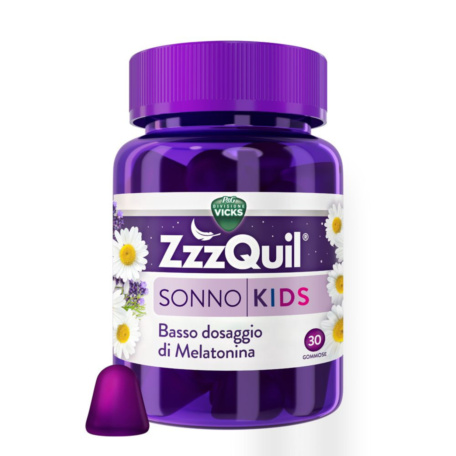 Vicks ZzzQuil Natura Kids Frutti di Bosco | Integratore Sonno Melatonina Bambini | 30 Gommose