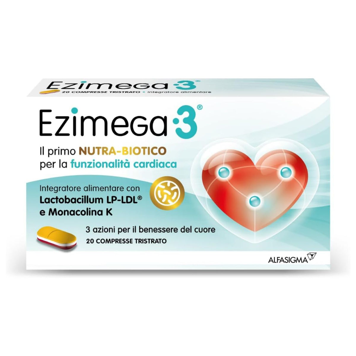 Ezimega 3 | Integratore Colesterolo Probiotici | 20 Compresse Tristrato  