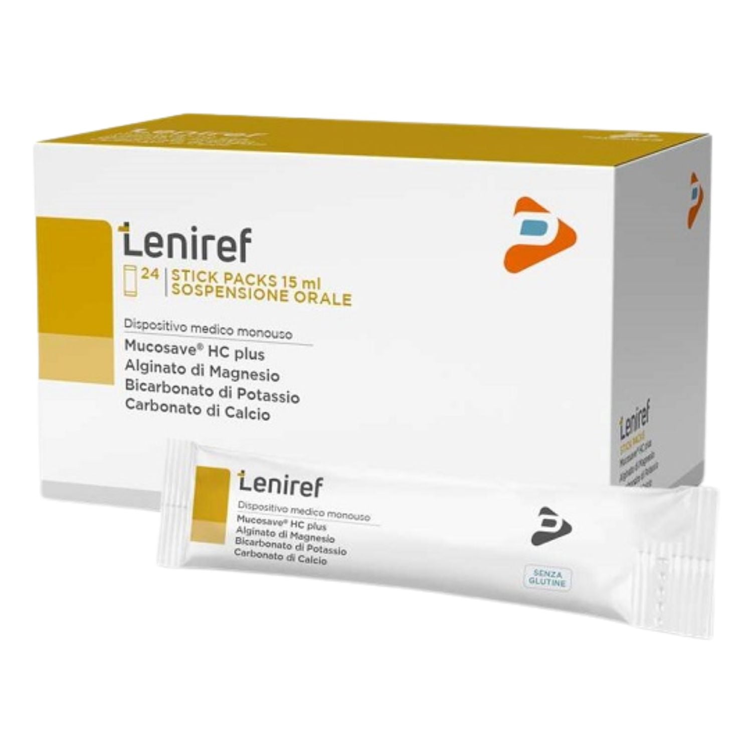 Leniref | Dispositivo Medico Reflusso Gastroesofageo e Laringofaringeo | 24 Stick Pack
