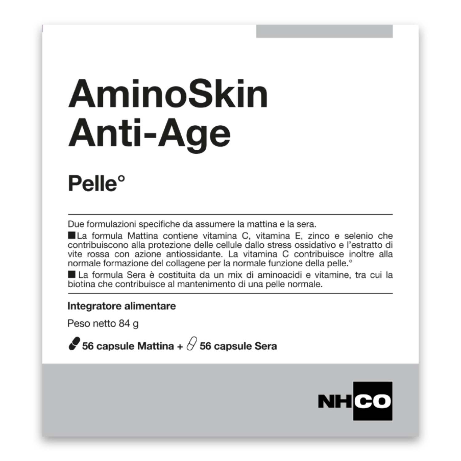 NHCO AminoSkin | Integratore Anti-Age Pelle Acido Ialuronico | 56+56 Capsule