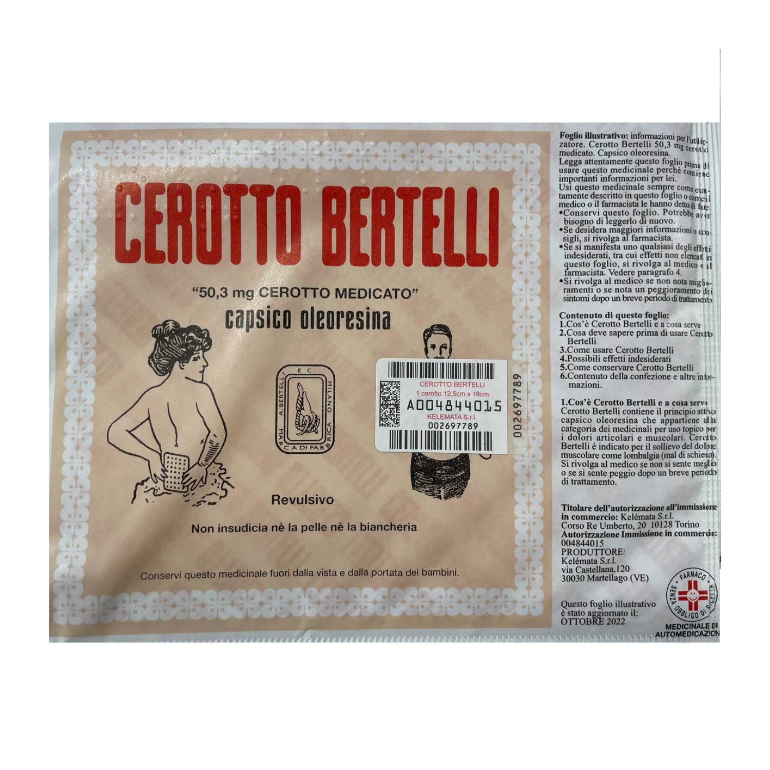 Bertelli | Cerotto Medio con Capsico Oleoresina | 16x12 cm