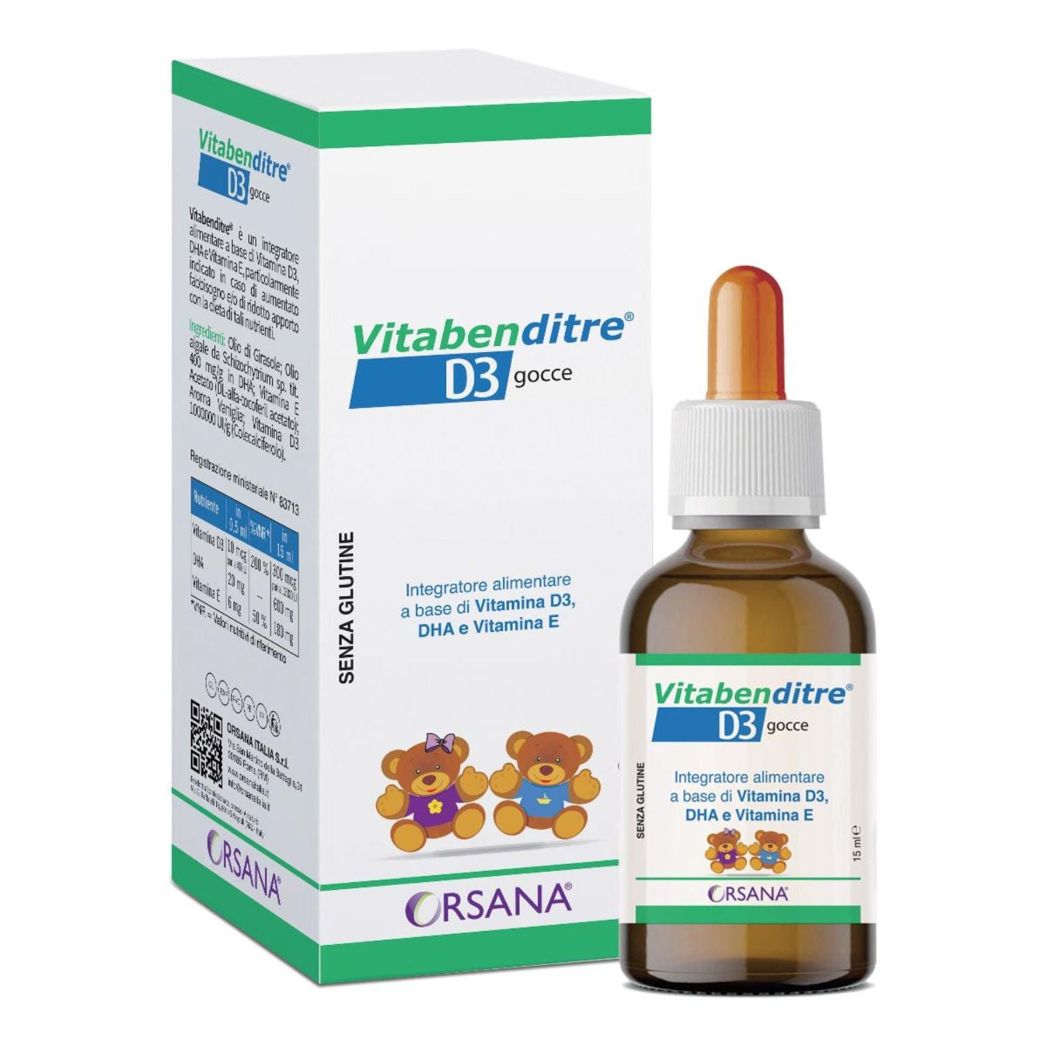 VitaBen D3 Gocce | Integratore Vitamina D3 DHA e Vitamina E | 15ml