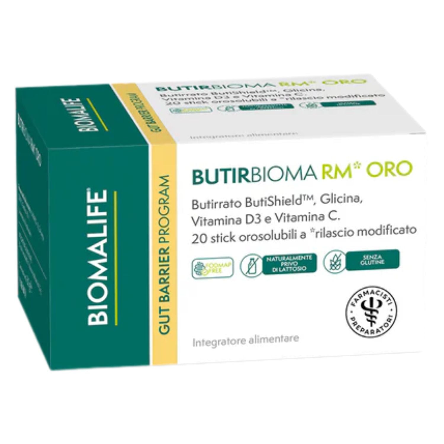 Butirbioma RM Oro | Integratore Barriera Intestinale Butirrato | 20 Stickpack