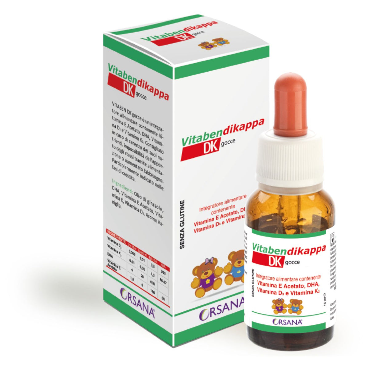 VitaBen DK Gocce | Integratore Vitamina D3 K DHA e Vitamina E | 15ml  
