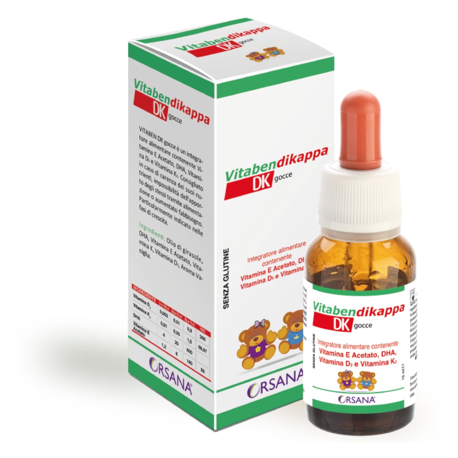 VitaBen DK Gocce | Integratore Vitamina D3 K DHA e Vitamina E | 15ml
