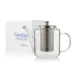 Himalaya Teiera Cecilia | Vetro Borosilicato Pyrex e Acciaio Inox con Filtro | 1000 ml  
