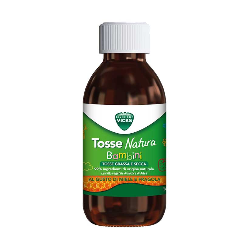 Vicks Tosse Natura Bambini | Sciroppo Tosse Secca e Grassa Miele Fragola | 140ml
