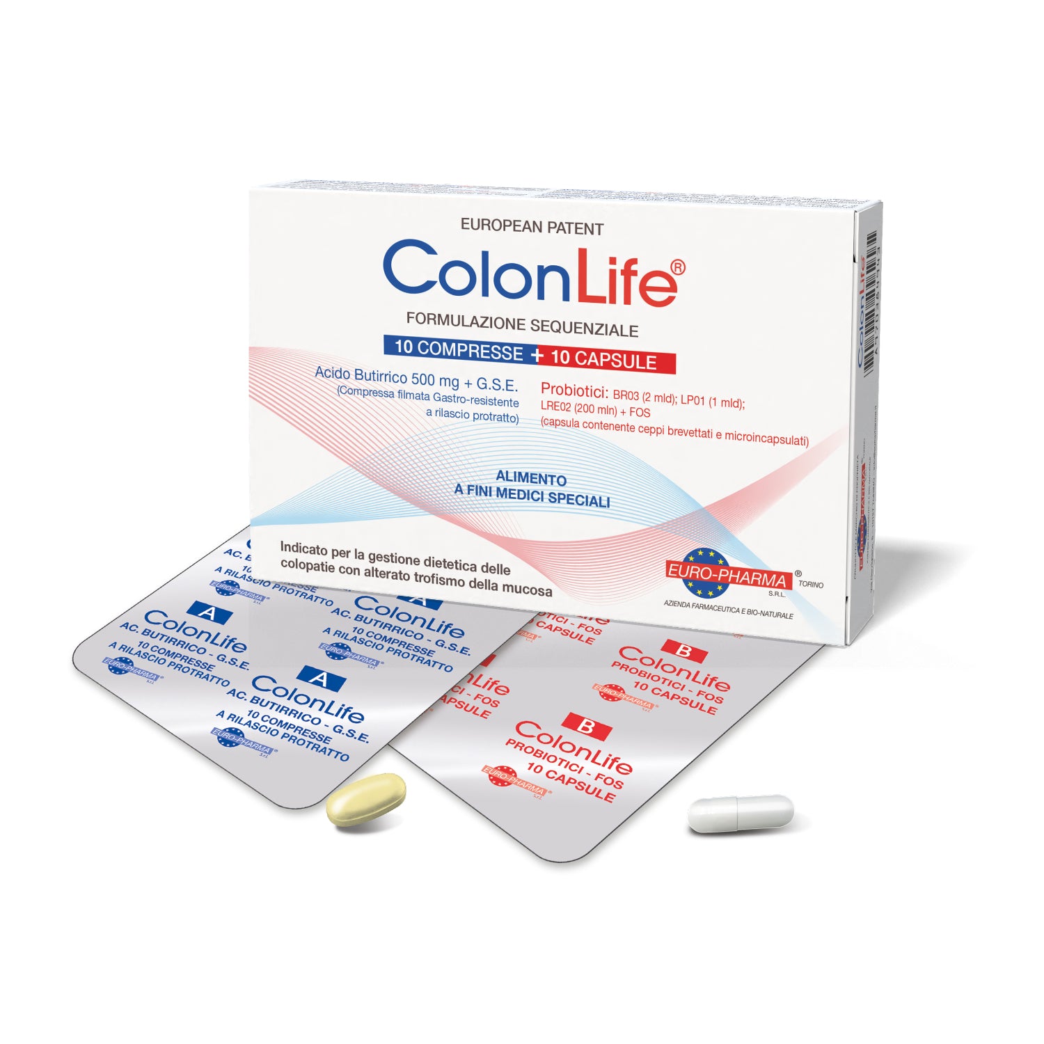 ColonLife | Acido Butirrico e Probiotici Colon | 10 Compresse + 10 Capsule