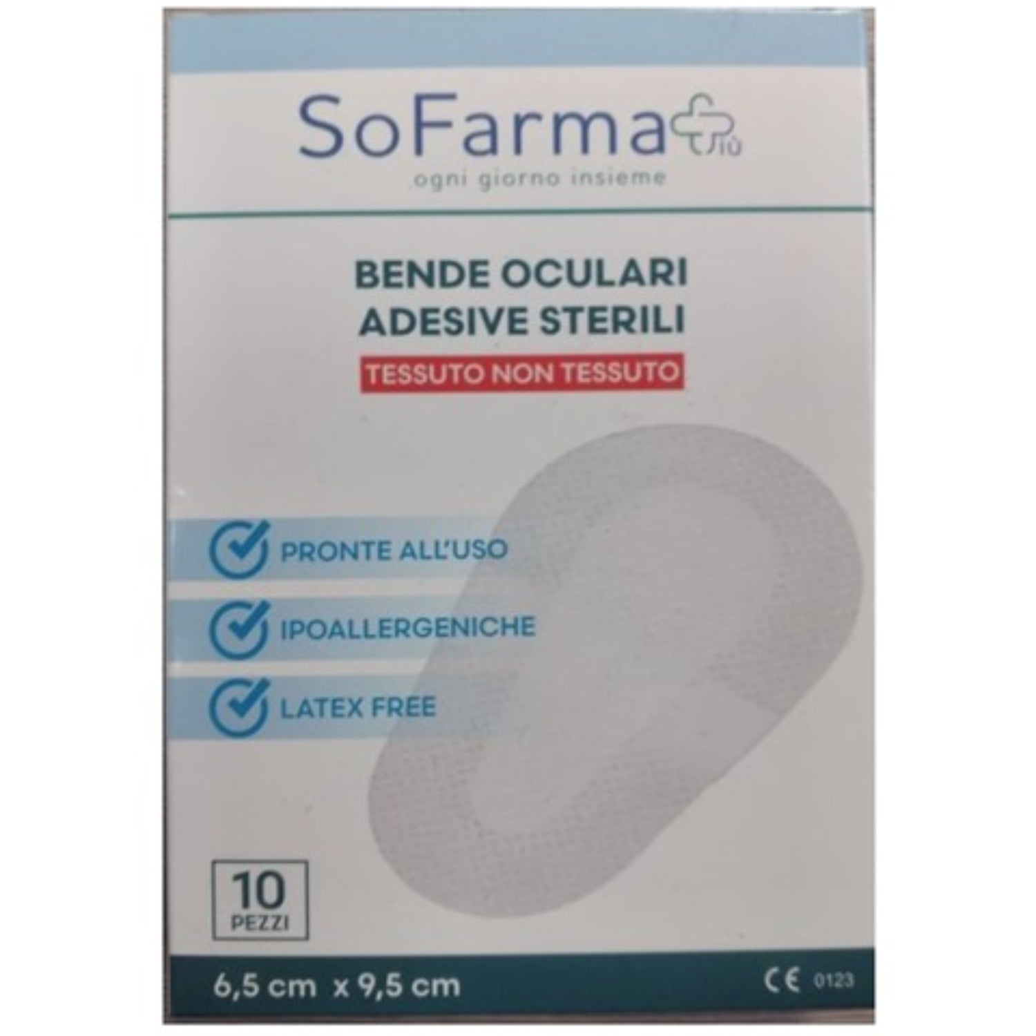 Sofarmapiù  bende oculari sterili monouso 6,5 x 9,5 cm 10 pezzi
