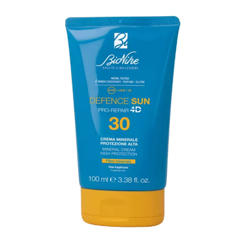 Bionike Defence Sun Crema Minerale Spf30 Protezione Solare Alta Viso E Corpo Pelle Fragilizzata 100ml