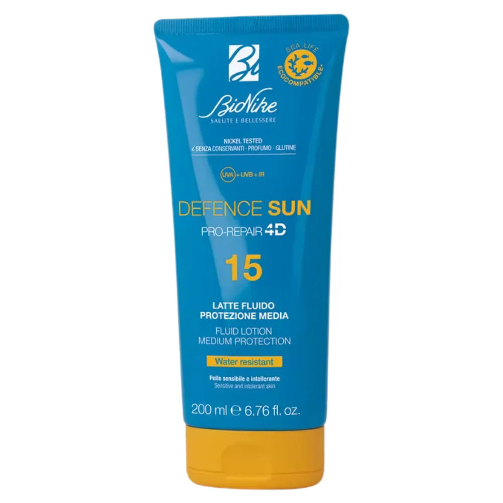 Bionike Defence Sun Latte Fluido Water Resistant Spf15 Protezione Solare Media 200ml