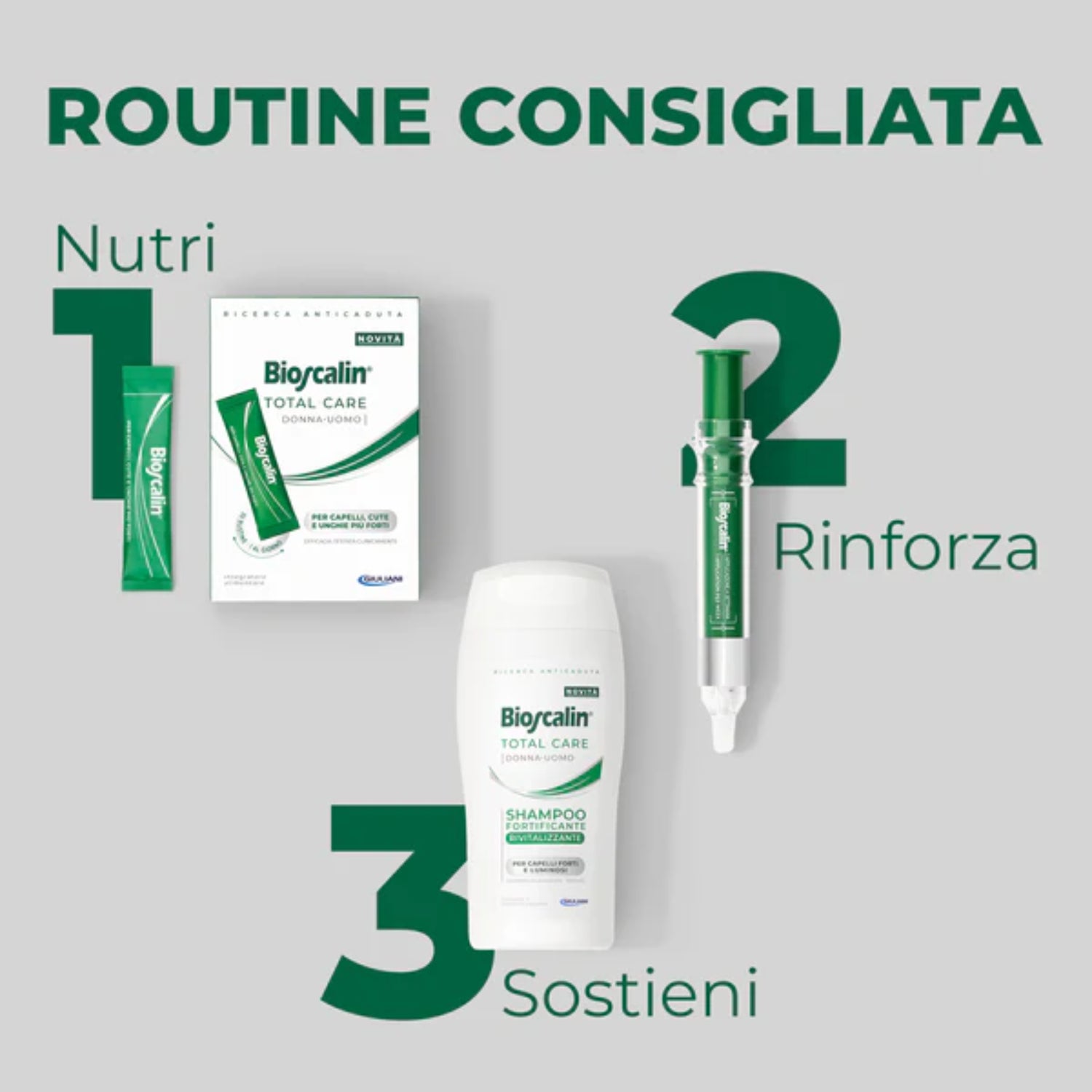 Bioscalin Total Care bustine routine assunzione quotidiana