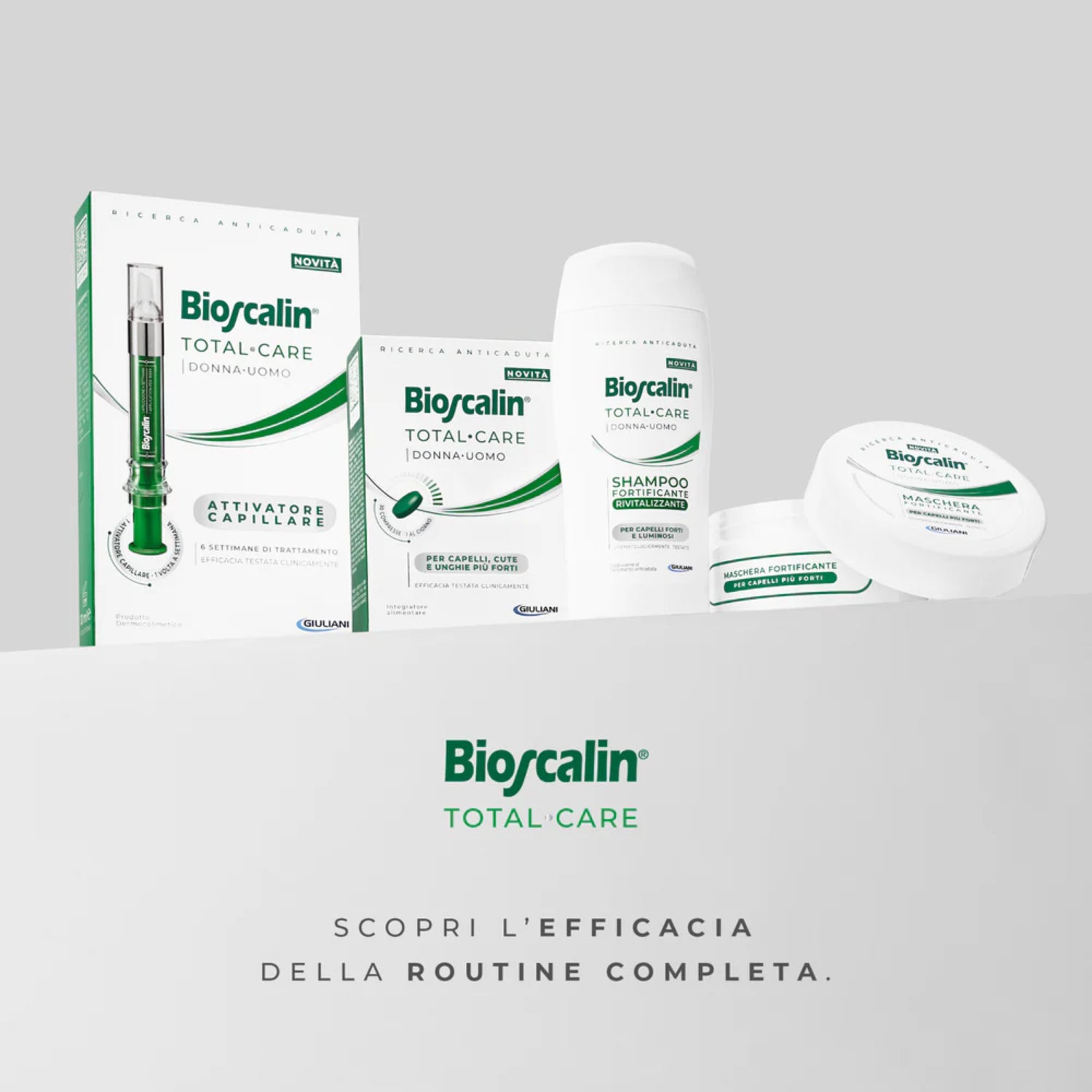 Bioscalin Total Care linea capelli unghie compresse e shampoo 90 Compresse