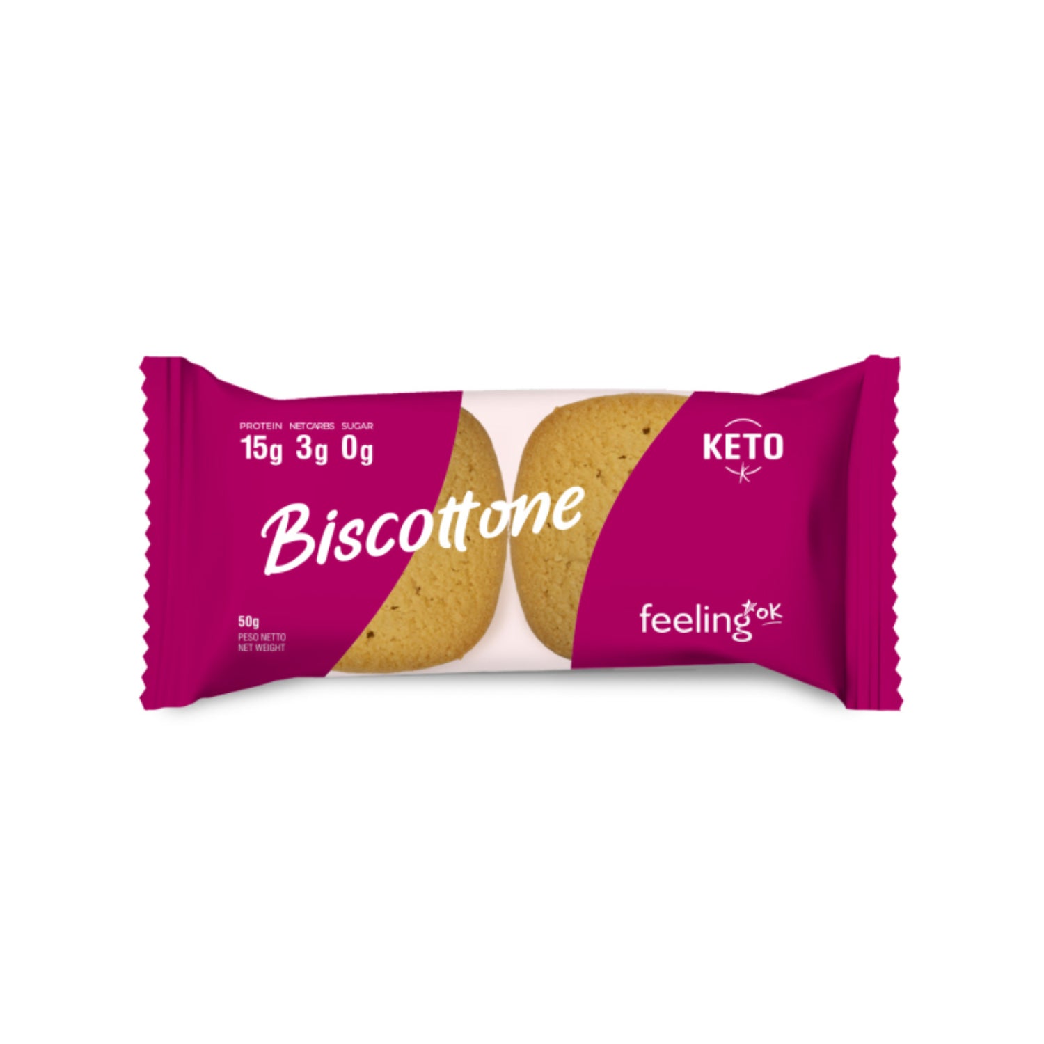 FeelingOk +Protein Biscottone Cocco | Biscotti Proteici Low-Carb | 50 g