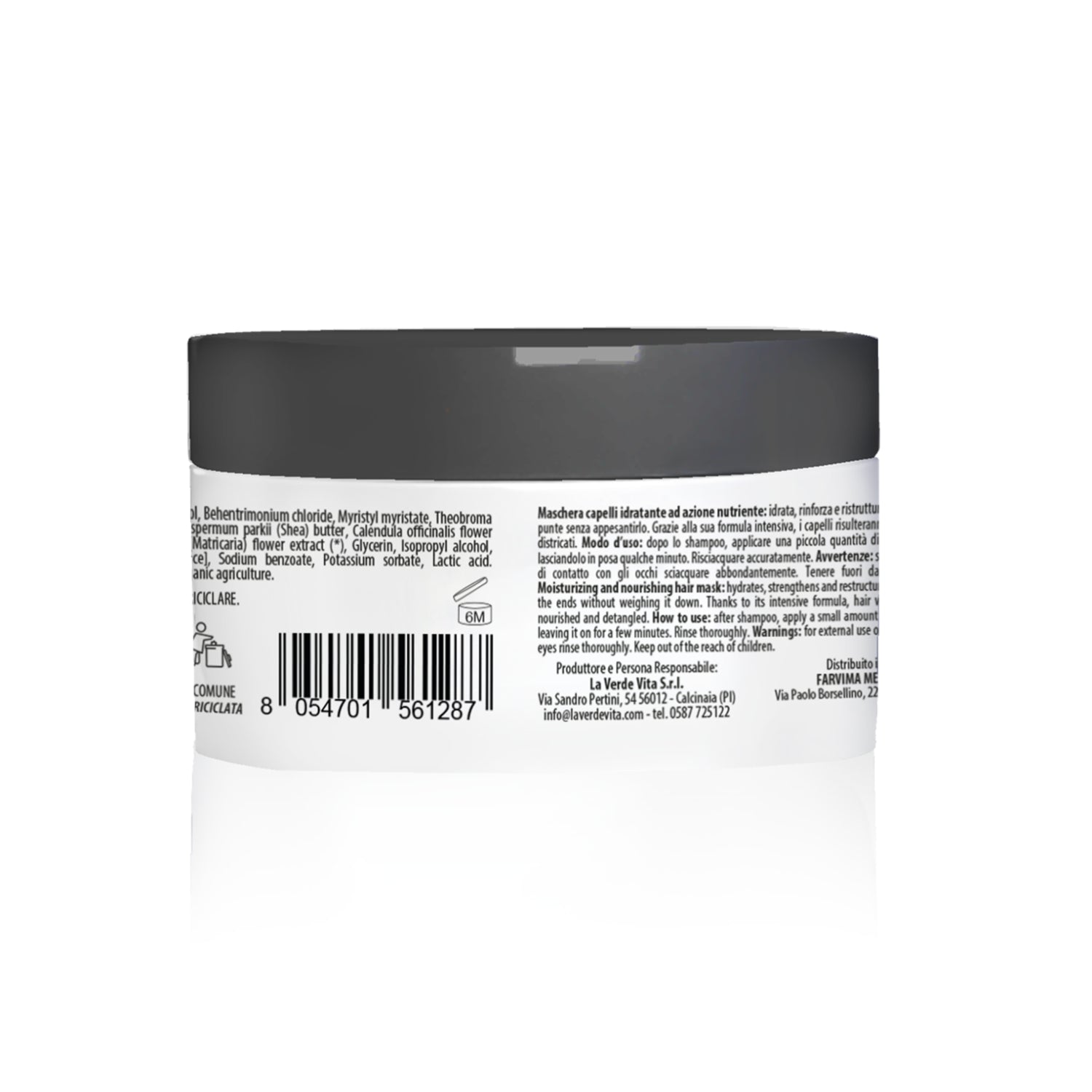 Kalucy Maschera Idratante Capelli 250 ml retro con modo d’uso