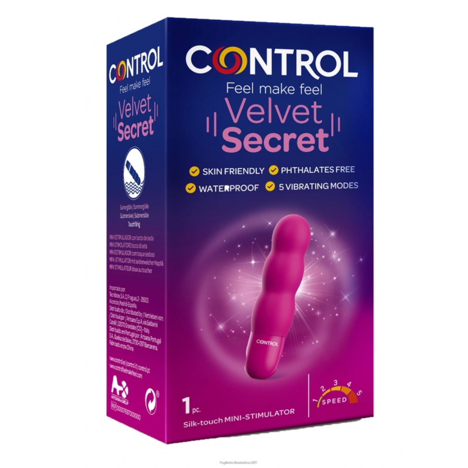 Control Velvet Secret | Mini Stimolatore Vibratore 5 Livelli Vibrazione Impermeabile | 1 Pezzo