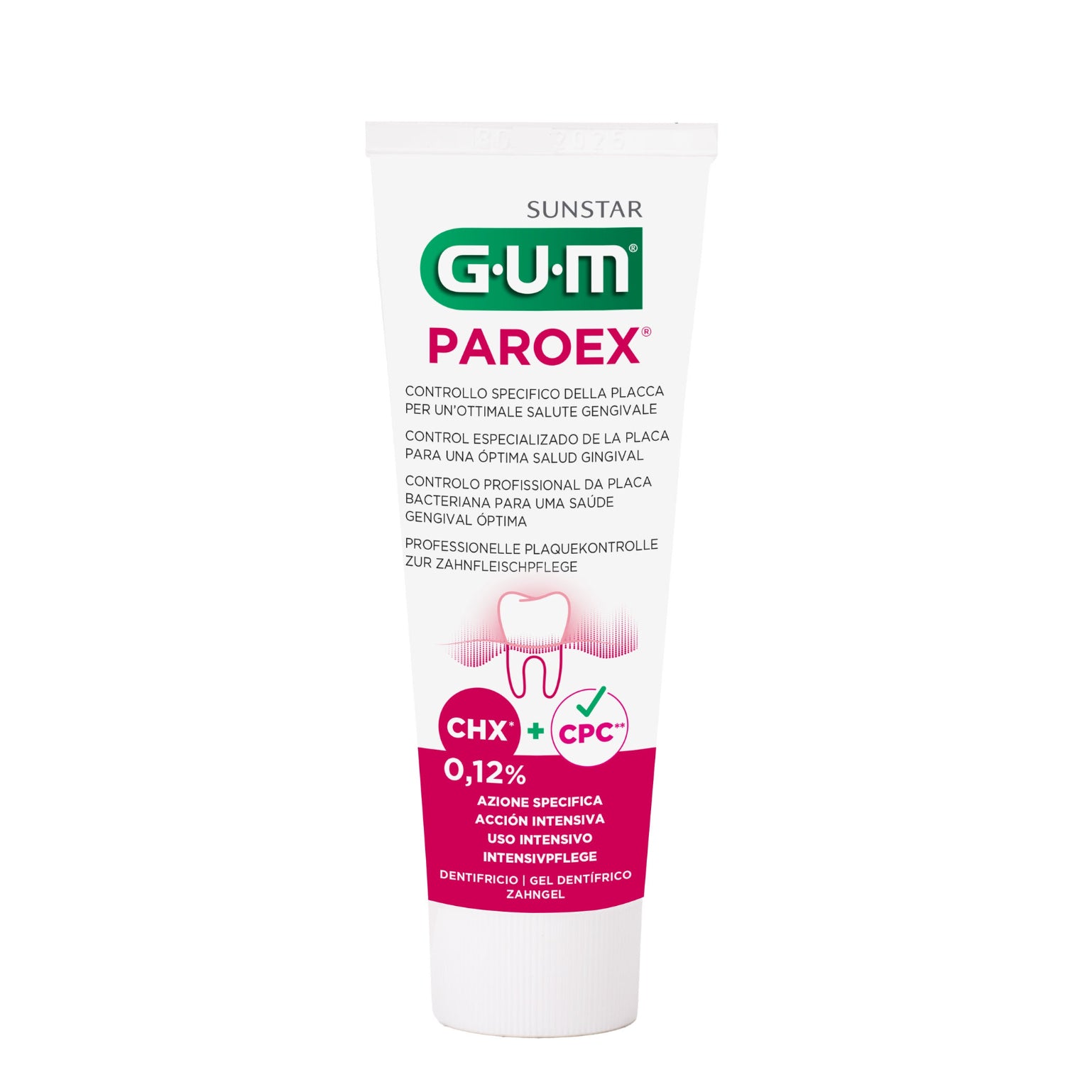 GUM Paroex | Gel Dentifricio ad Azione Potenziata con Clorexidina 0,12% e CPC | 75 ml