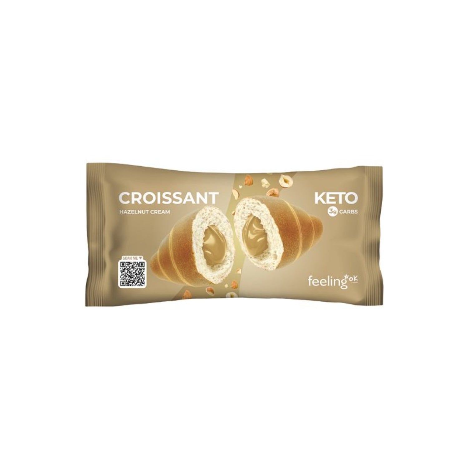 FeelingOk +Protein Croissant Nocciola | Cornetto Proteico Low-Carb | 50 g