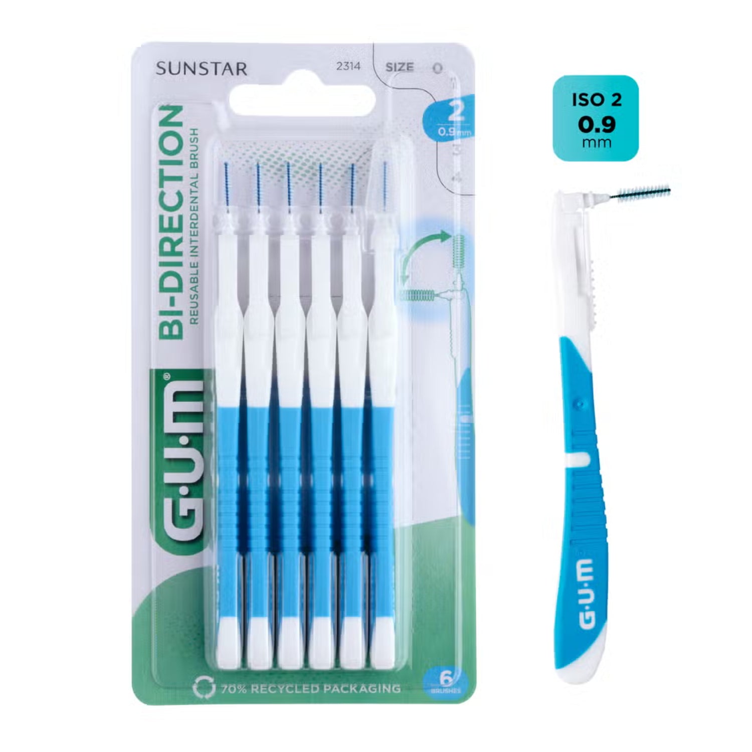 GUM Bi-Direction | Scovolino Conico 0,9 mm | 6 Pezzi