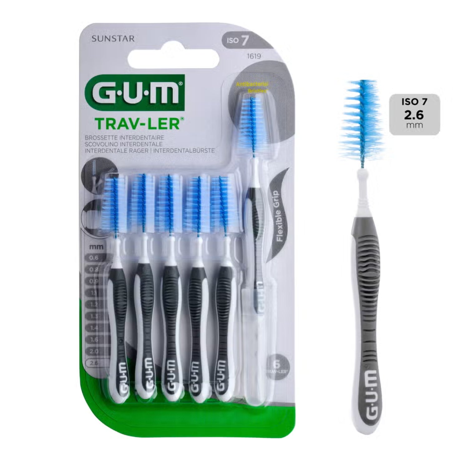 GUM Trav-ler | Scovolino Interdentale 2,6 mm ISO 7 | 6 Pezzi