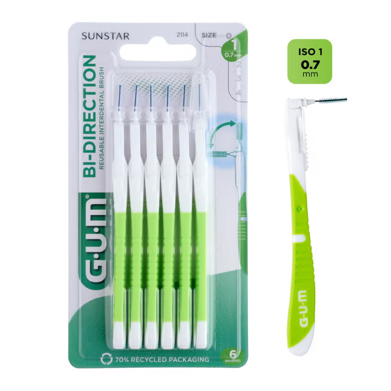 GUM Bi-Direction | Scovolino Punta Ultrafine 0,7 mm | 6 Pezzi