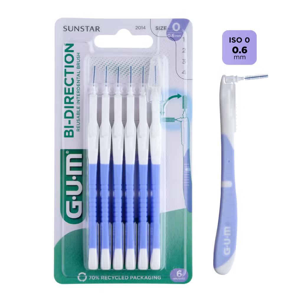 GUM Bi-Direction | Scovolino Interdentale Orientabile 0,6 mm | 6 Pezzi  