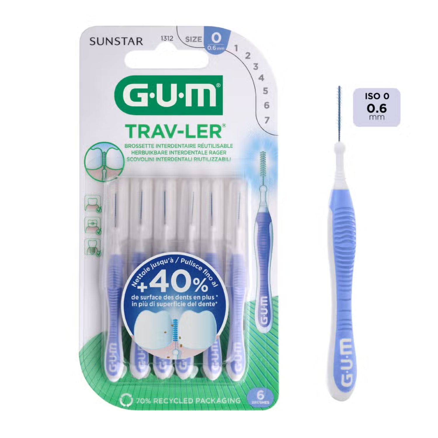 GUM Trav-ler | Scovolino Interdentale 0,6 mm | 6 Pezzi