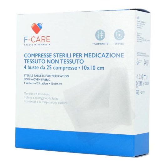 F Care Garza TNT 10x10 cm | Ipoallergenica e Assorbente | 100 Pezzi