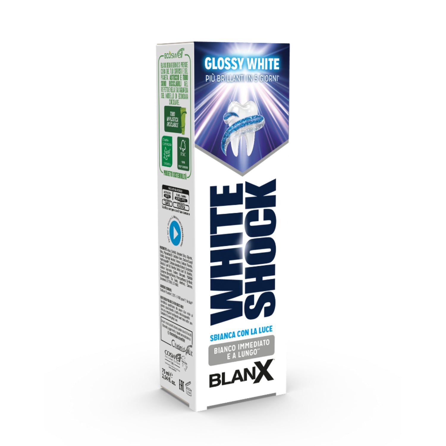 BlanX White Shock | Dentifricio Sbiancante con Actilux Attivato dalla Luce | 75ml
