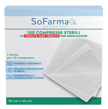 Sofarmapiù Compresse Sterili TNT | Garze TNT 10x10 | 100 Pezzi