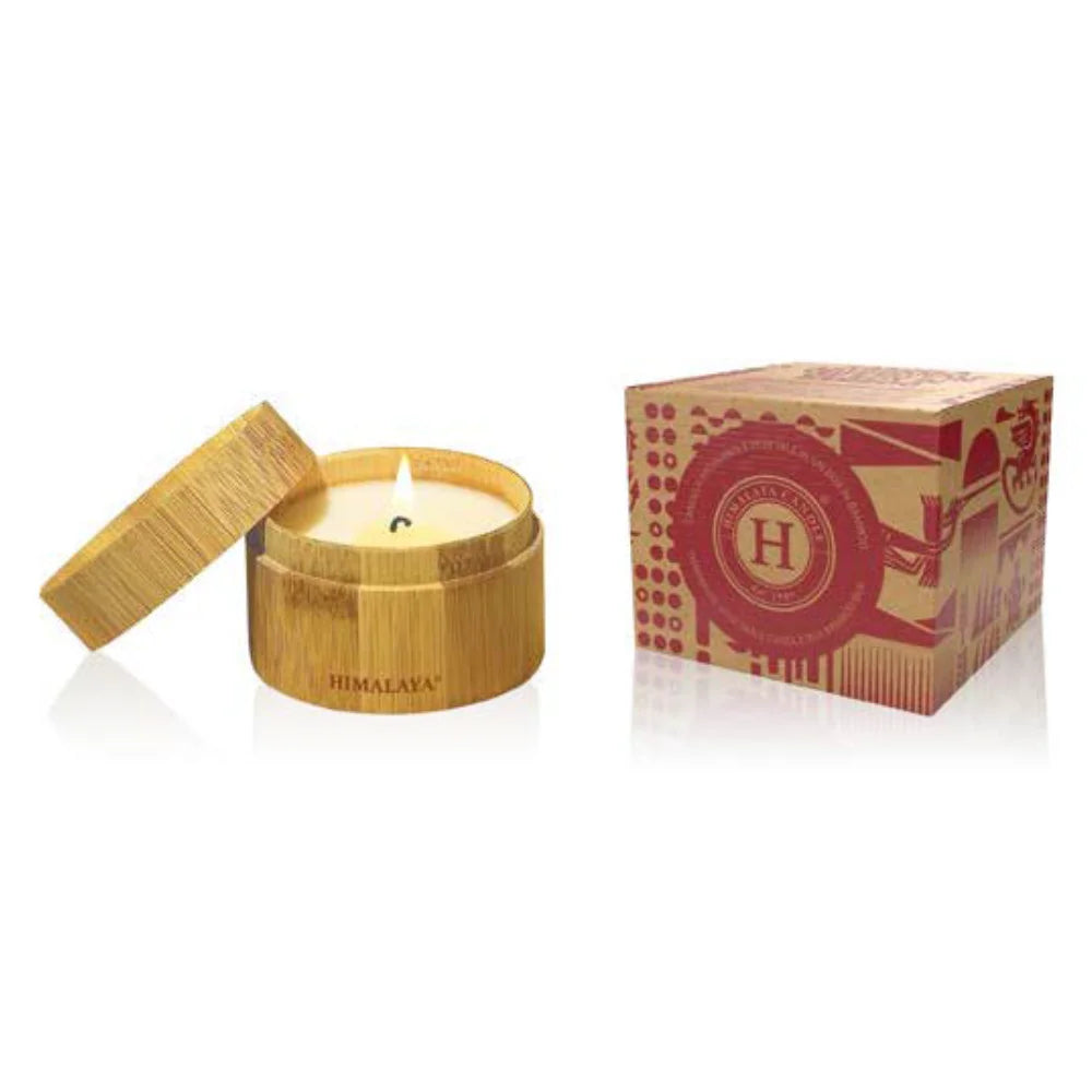 Himalaya Candela Artigianale Box Bamboo Seta | Naturale Ecologica | 100 g  
